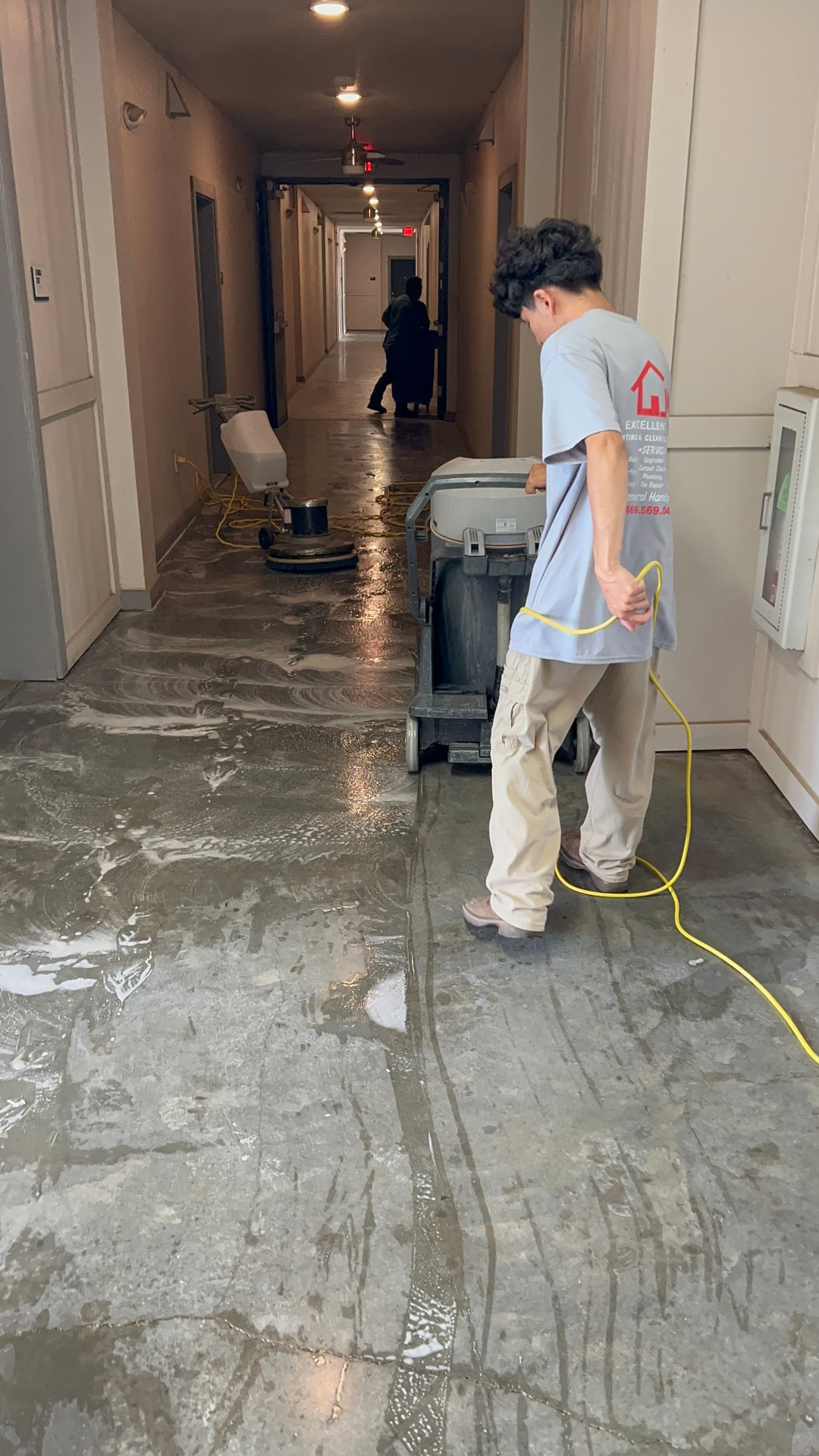 Hallway Floor Scrubbing
